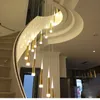 2019 Novo Luzes Led candelabro sala de estar villa villa rotativa escadaria longo lustre loft lustre lâmpadas de chuva de meteoros