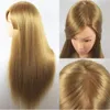 판매 마네킹 머리 헤어 스타일에 대한 긴 65CM 100 % 높은 온도 섬유 금발 머리 여성 교육 헤드 미용 실습 인형 헤드