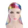 Mode Herren glitzernde Seide Durag Bandana Kopfbedeckung Bunte breite Doo Rag Bonnet Polyester Cap bequeme Schlafmütze