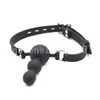 Bondage Body Safe Silicona Boca Gag Bead Correa de cuero ajustable Pareja Juego Diversión 854T