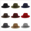 Fashion-100% ull Kvinnor Outback Felt Gangster Trilby Fedora Hat med bred Bri Godfather Cap Szie 56-58cm x18