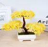 Verde / amarelo / roxo / laranja / vermelha planta artificial em vaso bonsai plantas falsas árvores para natal em casa