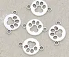 100 stks antieke zilveren poot print hond voetafdruk connectoren hanger charms voor ketting sieraden maken bevindingen 24x17mm