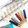 14 Färg Creative Diy Big Tomt Tube Ballpoint Pennor Metal Pen Självfyllning Flytande Glitter Torkad Blommig Kristallpenna Studentskrivninggåva