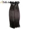 Bella Hair Obehandlat Virgin Haft Weft Extensions Straight Brasilian Peruvian Malaysian Indian Hair Buntles Double Weft Natural Color 3pcs