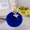 Nuovi portachiavi ballerina carina con portachiavi con sfera di peluche balletto strass per regali anello portachiavi con ciondolo gioielli 6 pezzi lotto2587