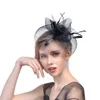 Black Bird Cage Net Wedding Bridal Fascinator Hats Face Veil Feather Black for Masquerade Prom Prom Accessory 7141704