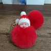 30 färg söt sovande baby docka keychain pompom kanin päls boll carabiner nyckel kedja nyckelring kvinnor Kids nyckel hållare väska hänge nyckel ring gåva