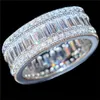 MARCA 925 PRATA PAVE Corte radiante COMPLETO Multicolor Anel de Pedras Preciosas para As Mulheres ETERNITY BAND ENGAJAMENTO Anéis de CASAMENTO dedo