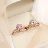 2Pcs/Set 2019 Luxury White Pink Stone Crystal Rings For Women Gold Color Wedding Engagement Rings Jewelry Dropship Bagues Pour