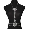 Body Chain Jewelry with Red Blue Tawny Crystal Rhinestone & Beads for Women Fashion Necklace Chain 1 PC Body Jewlry