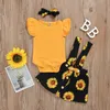 Vestiti della neonata Pagliaccetto del manicotto dell'increspatura Girasole Gonna Fascia 3 pezzi Imposta Fiore Ragazze Bretella Gonna Tute Abiti estivi per bambini 200 pezzi 5330