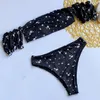 Cerise imprimé hors épaule Bikini 2019 jambe haute coupe maillot de bain femmes femme maillot de bain brésilien deux pièces Bikini ensemble maillot de bain