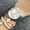 Orologio da polso di marca di moda per ragazza da donna con 3 quadranti, orologi al quarzo con cinturino in metallo in acciaio TOM 08