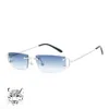 holesmall size square rimless sunglasses men c decoration Wire Frame Unisexury Luxury Ieewear for Summer Outdoor TRA2809405