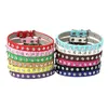 Shining Rhinestone Cat Collar 12 Colors PU Material Pet Collar Neck Adjustable Cat Dog Collars Kitten Puppy Accessories