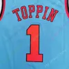 2020 Nowy NCAA Dayton Flyers Jerseys 1 Toppin Koszykówka Jersey College White Czerwony Niebieski Rozmiar Mężczyźni Młodzież Dorosły Wszystkie Szyte