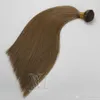 wefts 유럽 중간 중간 브라운 라이트 브라운 더블 그려진 100g Remy Virgin Weft Human Hair Extension