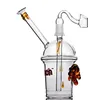 Amber Heady Glass Bong Water Pipe Glass Bubbler Cup Dab Rig Hookah Pipe for Smoking with Quartz Banger Nail 14MM Joint