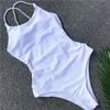 Sexy Strappy One Piece Girls Swimswear 2019 Women Female High Weist White Bikini Badeanzug Biquini Brasileiro Beach Wear6156706