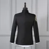 Black White Men's Suits Chinese style Gold Embroidery Blazers Prom Host Stage Outfit Male Singer Teams Chorus Wedding Clothing