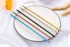 20 styles 304 stainless straws reusable beverage coffee milk straws curved rainbow colored metal straws T3I5691