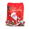 Non-woven semester presentväskor återanvändbar julklapp Ryggsäckhållare Tote Kids Xmas Party Favor Bag Present Stocking Wrap Blue Red
