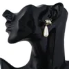 Nya bee pärlörhängen stora strass Bröllop Drop örhängen Kvinnor Kvinnligt Mode Dangle Smycken kreativa Långa örhängen Smycken
