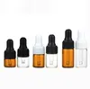 Factory Price Empty Mini Essential Oil Glass Vial Bottle 2ml Amber Clear Small Sample Glass Bottles With Dropper Cap DHL Free