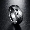 Bague de mariage pour homme 8 mm multi-facettes en carbure de tungstène bombé poli, confortable, taille 7-12