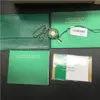 Original Korrekt matchande gröna häftespapper Säkerhetskort Top Watch Box för Rolex Boxar Häften Klockor Gratis tryck anpassade kort Present