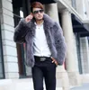 Quente Mens Fur Casacos Casacos de inverno de espessura lapela pescoço masculino sólidos a granel Plus Size Casacos Casacos