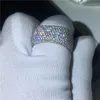 Vecalon Creux De Luxe Bague En Argent Sterling 925 Pave Réglage 450 pcs Diamant Bague De Fiançailles De Mariage Anneaux pour femmes Bijoux Cadeau