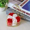 New Handmade Scented Rose Soap Romantic Flower Bath corpo Soap Rose com dourados Basket para o Natal Wedding Valentine presente 6PCS Box