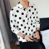 New Model Shirts Polka Dot Printed Shirt Men Turn-down Collar Men Short Sleeve Shirt Mens Korea Hawaiian Loose