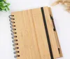 Bloc-notes à spirale en bambou avec couverture en bois de bambou avec stylo 70 feuilles de papier ligné recyclé SN2129