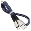 1m Micro USB-kabel Zink Alloy Flat Flätad MicroUSB Laddarkabel för Huawei Xiaomi LG Andriod MicroUSB Mobiltelefonkabel 100pcs / Lot