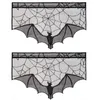 Halloween Black Lace Curtain Lareira pano Black Lace Bat Aranha capa de malha Fogão Toalha de Mesa Cortina Decoração Wine Cellar pano