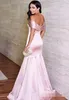 2020 Pink Mermaid Prom Dresses Off the Shoulder Pleats Ruched Custom Made Plus Size Sweep Train Evening Party Gowns Formal Occasion Wear