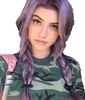 Różowy Glueless High Temperature Włókno Naturalne Włosów Włosów Wigs Soft Swiss Purple Long Falisty Syntetyczna Koronka Przednia Peruka Dla Kobiet FZP143