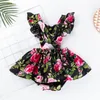 Nouveau-né bébé fille vêtements filles robes avec bandeau enfants vêtements de marque filles barboteuse florale pour enfant volants manches Saint Valentin