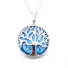 Fashion Natural Stone Turuoise Tree of Life Necklace Gold Opal Rosa Crystal Life Tree Necklace för kvinnor