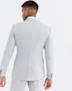 Brand New Light Gray Three Piece Groom Tuxedos Notch Lapel Two Button Men Blazer Men Business Formal Prom Suit(Jacket+Pants+Vest)