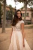 Giovanna Alessandro Wedding Dresses V Neck Capped Sleeves Lace Sequins Bridal Gowns Backless Sweep Train Wedding Dress Robe De Mariee