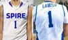 Thr Spire Institute＃1 Lamelo Ball High School Basketball No Name Jersey White White Blue Kentucky Wildcats Men Youth Women Kids Stitched S-4XL