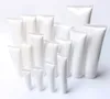 100 pz/lotto 5 ml-100 ml di Plastica Bianca Tubo Morbido Cosmetico Detergente Viso Crema Per Le Mani Shampoo Imballaggio Spremere Bottiglie