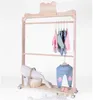 Children Cabinets Bear and crown double pole floor solid wood roller hanger children's clothing store display racks decoration rack