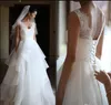 Винтажные белые свадебные платья 2019 сексуальные без спинки кружева рюана юбка свадебные платья дешевые длина пола bandge boho robe de mariee
