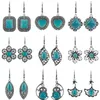 Boheemse vintage charme turquoise hartontwerper oorbel voor vrouw feest sieraden verzilverde strass bloemen uil veer hanger lange oorbel vriend geschenk