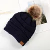 Fille femmes laine casquettes chaudes 12 couleur boule solide hiver oreille Protection coupe-vent tricoté mode